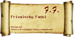 Frivalszky Fanni névjegykártya